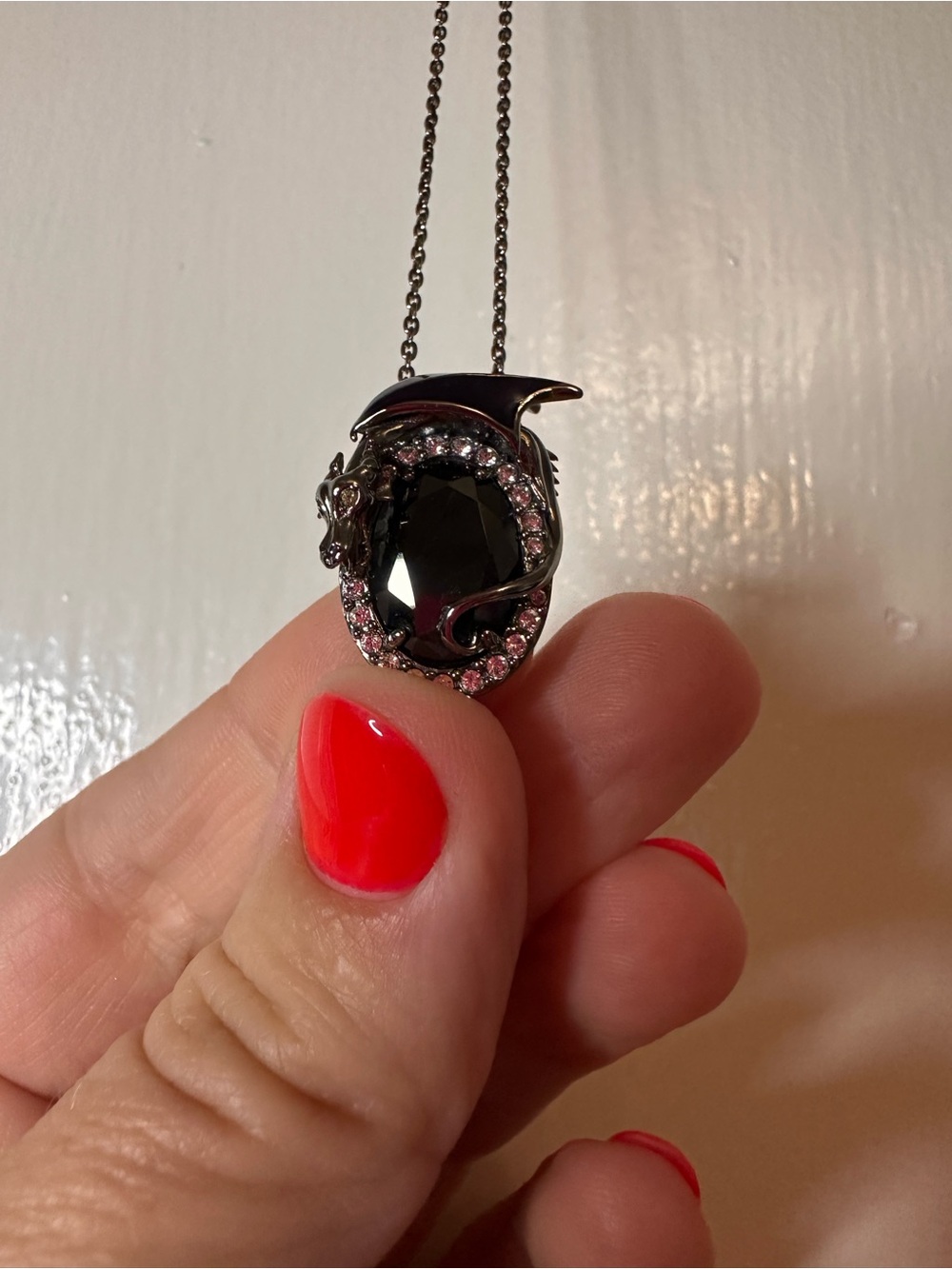 Black Crystal Maleficent Dragon Pendant Necklace - Women Jewelry